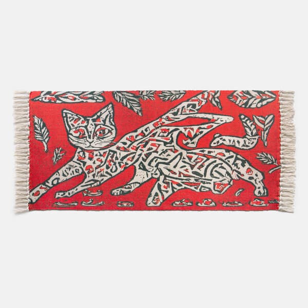 Ковёр «Шедеврум», кот на красном, 130х60 см.